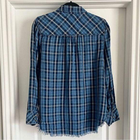 💠 Billy T Izzy Pleat Shirt Blue Scotch Plaid Size L - Picture 4 of 11